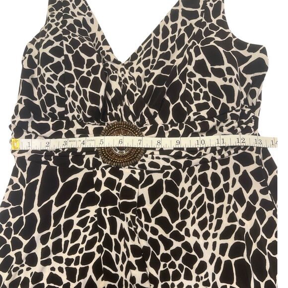 Y2K En Focus Giraffe Print Midi Dress S Pullover Boho Beaded Fall Statement - Picture 5 of 10